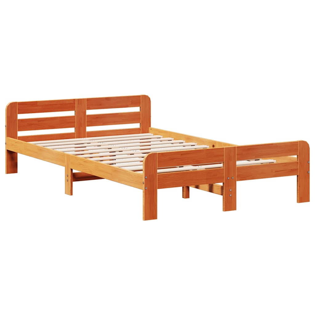 Letto senza Materasso Marrone Cera 135x190 cm in Legno di Pino | homemem39