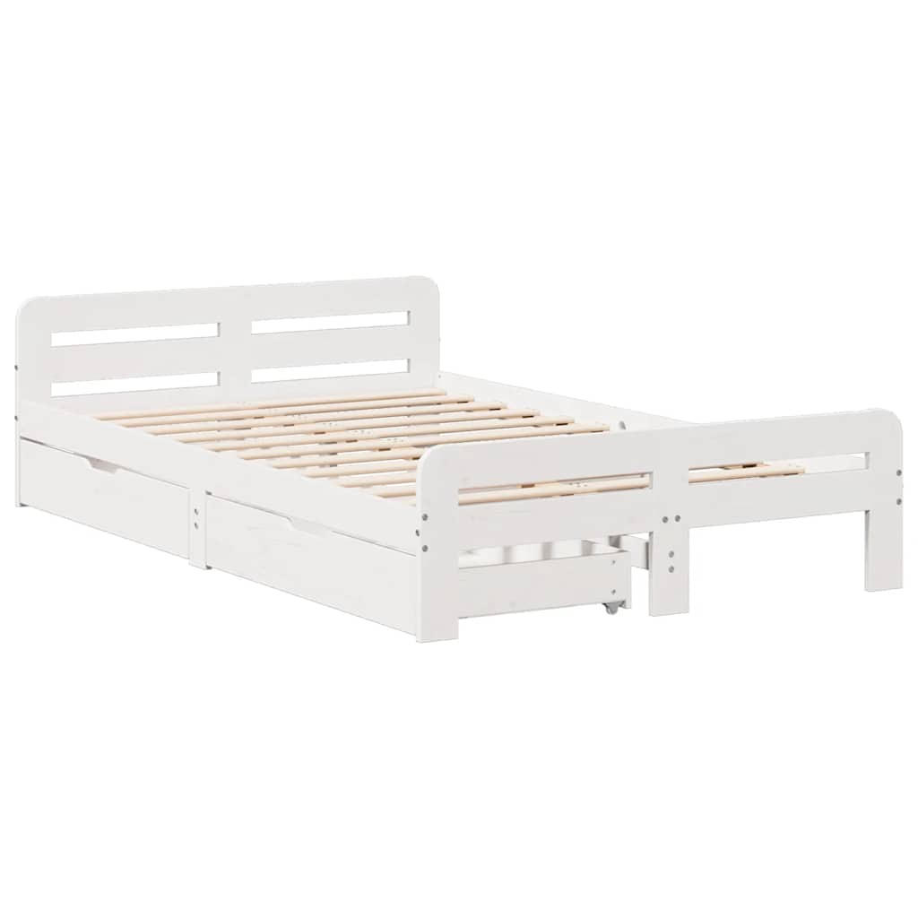 Letto senza Materasso Bianco 120x190 cm Legno Massello di Pino - homemem39