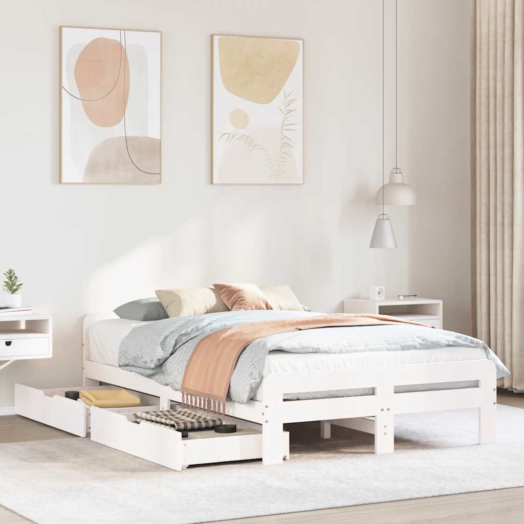 Letto senza Materasso Bianco 120x190 cm Legno Massello di Pino - homemem39