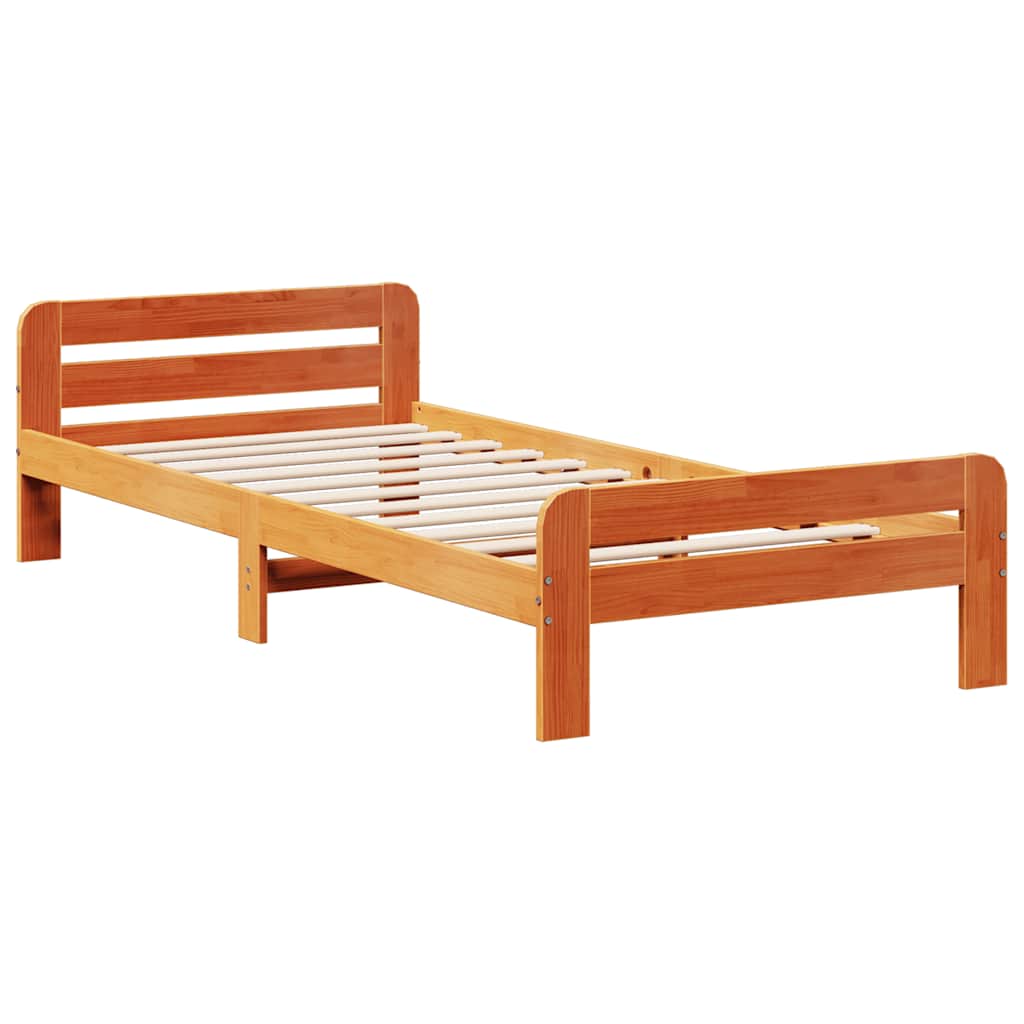 Letto senza Materasso Marrone Cera 75x190 cm in Legno di Pino | homemem39