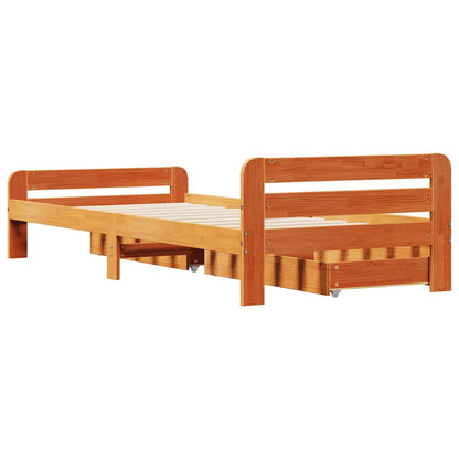 Letto senza Materasso Marrone Cera 75x190 cm in Legno di Pino | homemem39