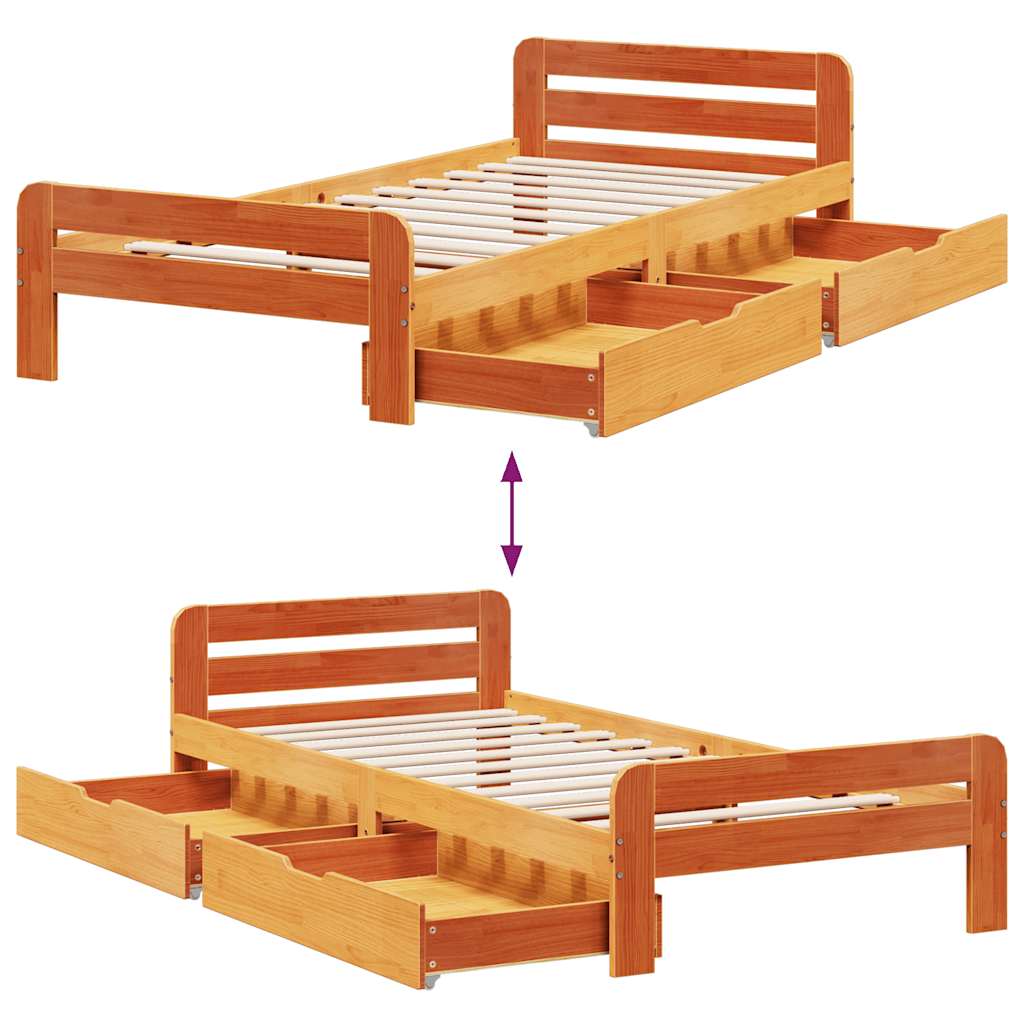Letto senza Materasso Marrone Cera 75x190 cm in Legno di Pino | homemem39