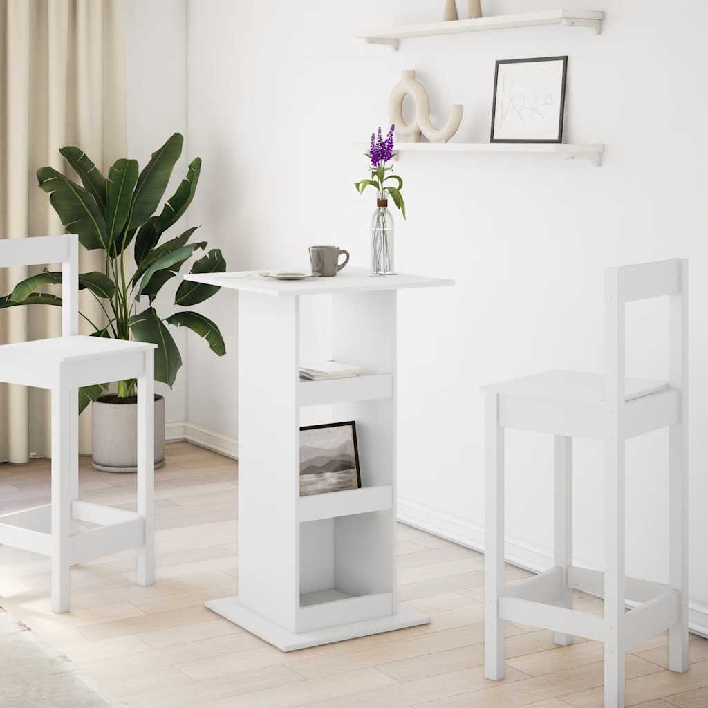 Tavolo Bar con Portaoggetti Bianco 60x60x102 cm in Truciolato | homemem39