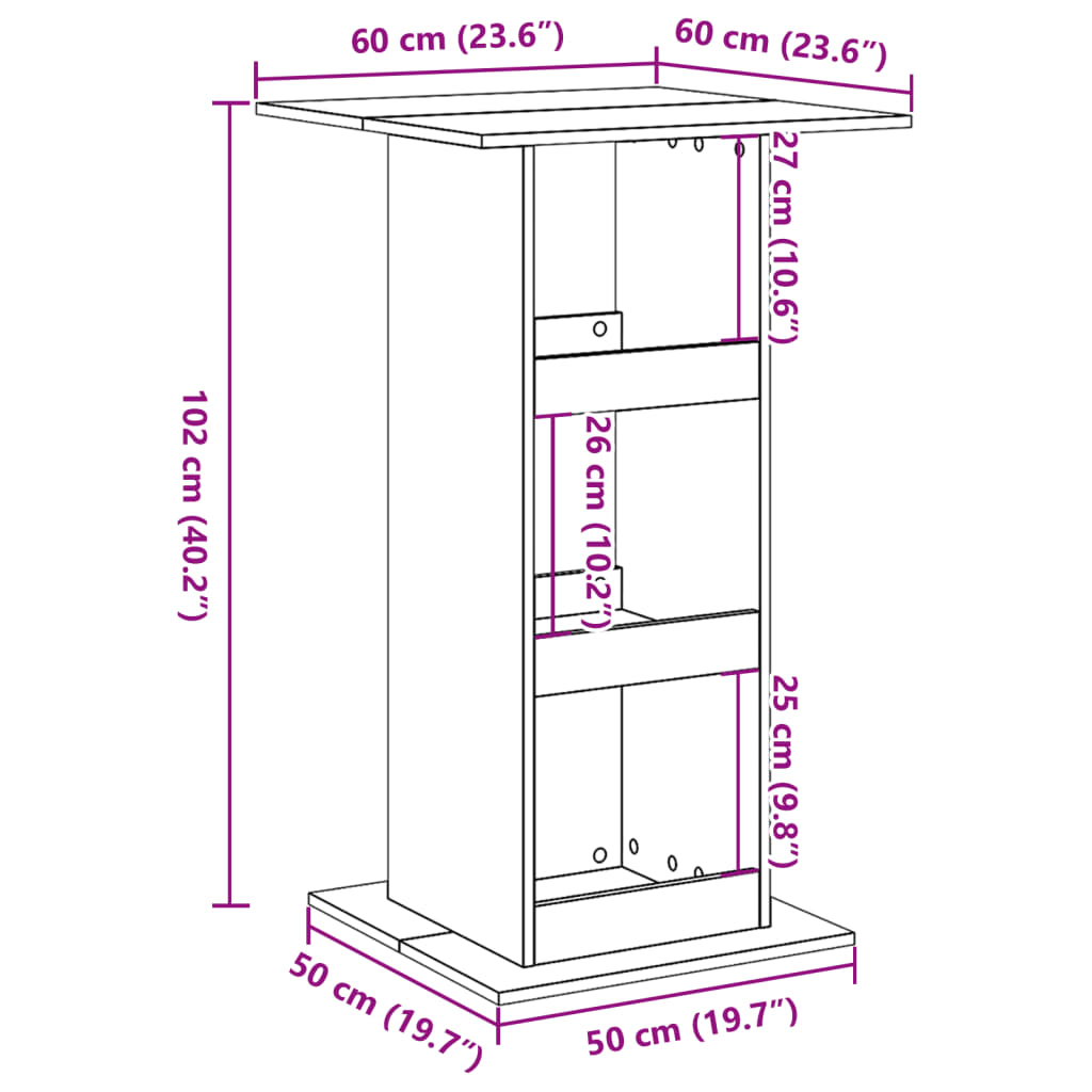 Tavolo Bar Portaoggetti Grigio Cemento 60x60x102 cm Multistrato | homemem39