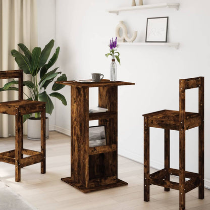 Tavolo Bar Portaoggetti Rovere Fumo 60x60x102 cm Multistrato | homemem39