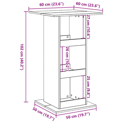 Tavolo Bar Portaoggetti Rovere 60x60x102 cm Legno Multistrato | homemem39