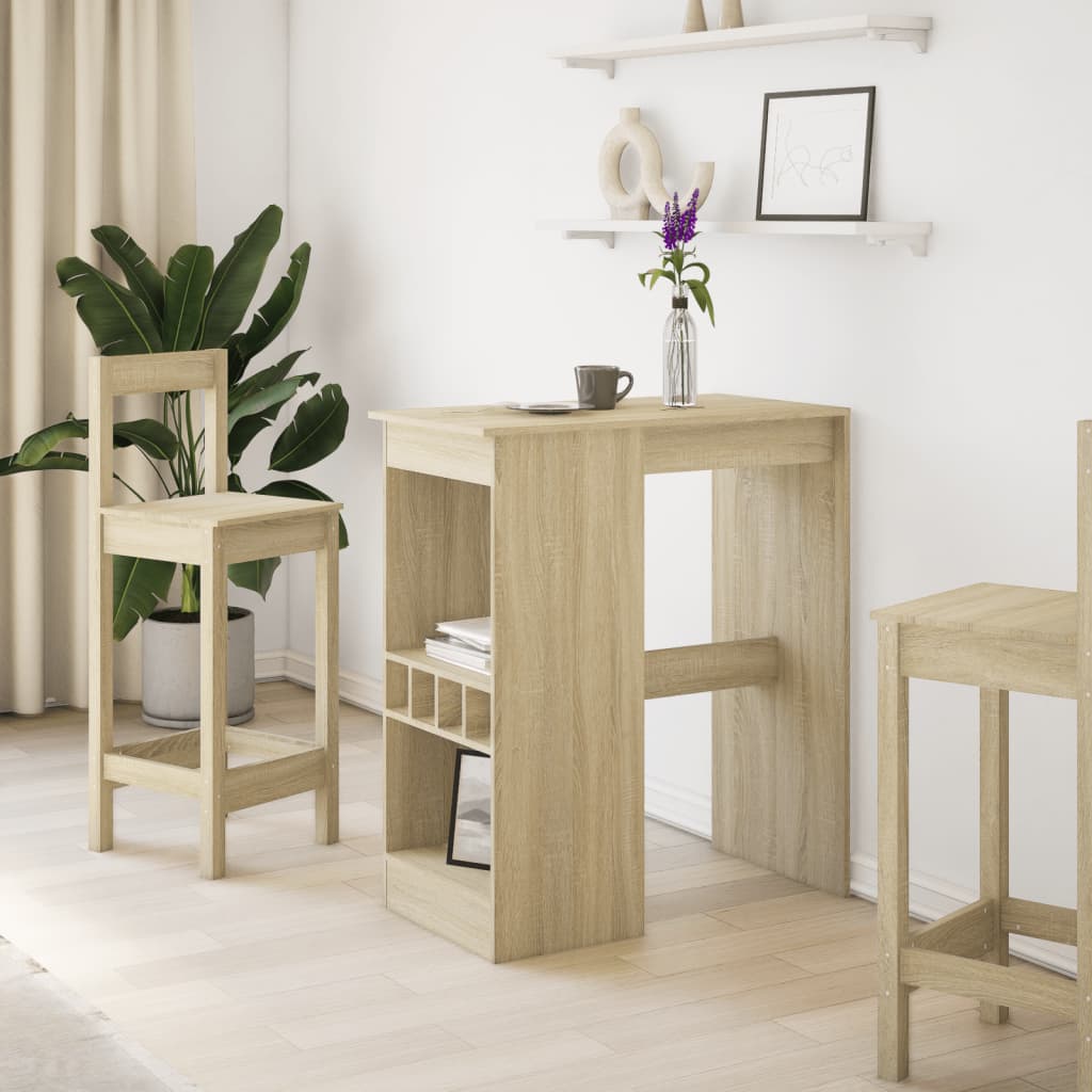 Tavolo Bar con Rastrelliera Sonoma 90x47,5x103,5 cm Multistrato | homemem39