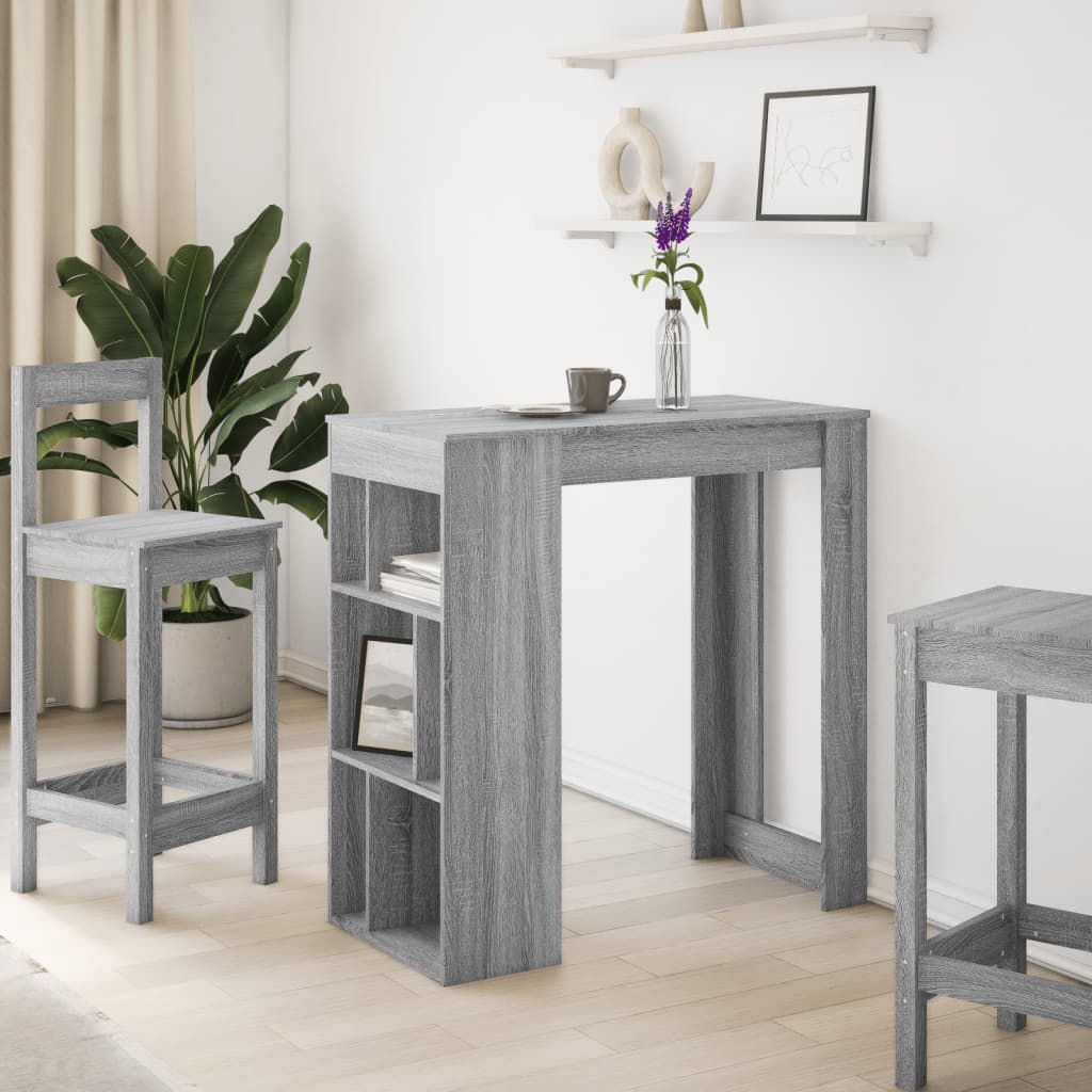 Tavolo Bar con Rastrelliera Grigio 102x50x103,5 cm Multistrato | homemem39