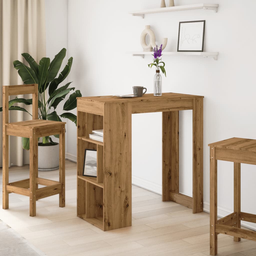 Tavolo Bar con Rastrelliera Rovere 102x50x103,5 cm Multistrato | homemem39