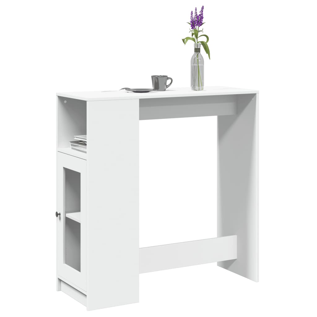 Tavolo Bar con Rastrelliera Bianco 101x40x103,5 cm Multistrato | homemem39