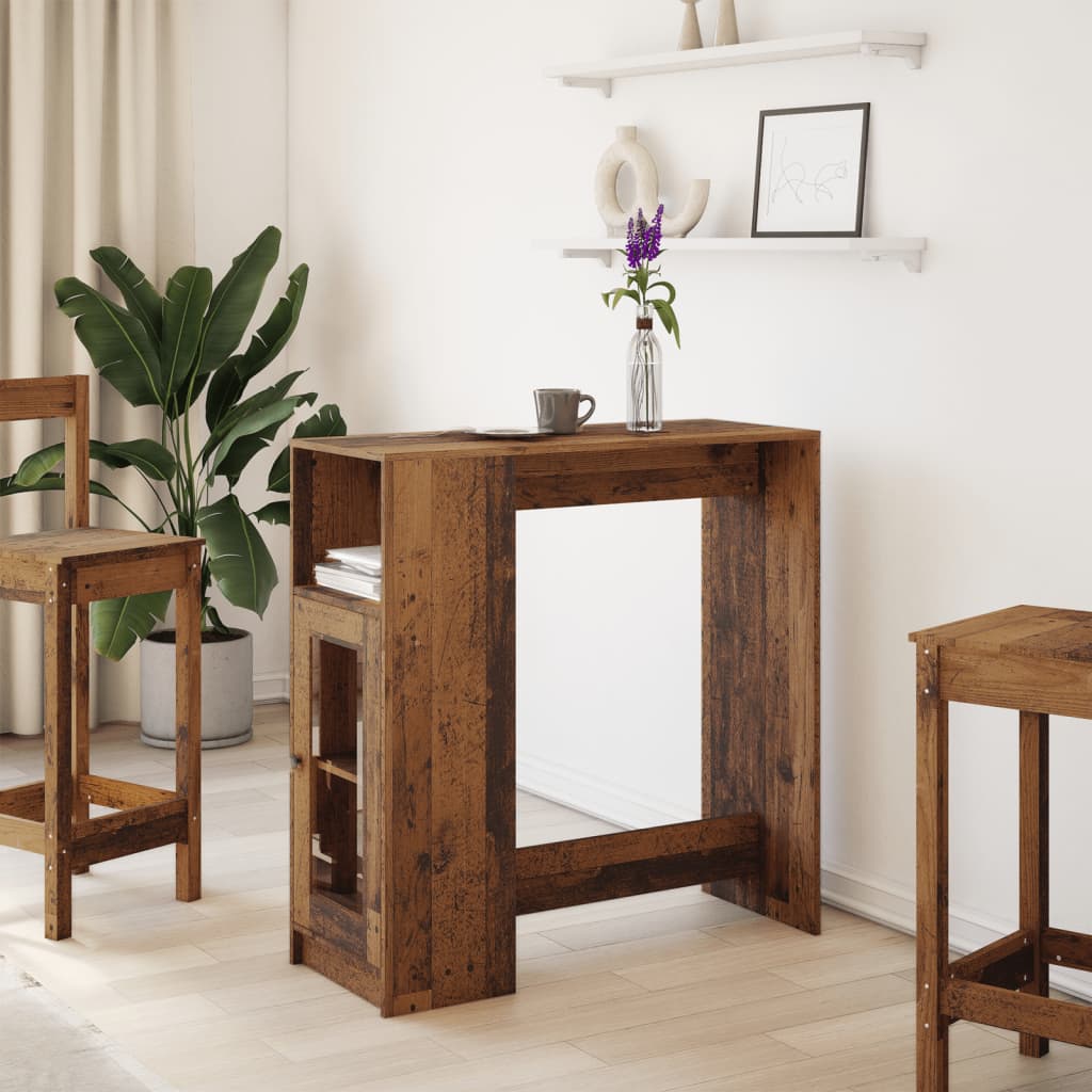 Tavolo Bar con Rastrelliera Antico 101x40x103,5 cm Multistrato | homemem39