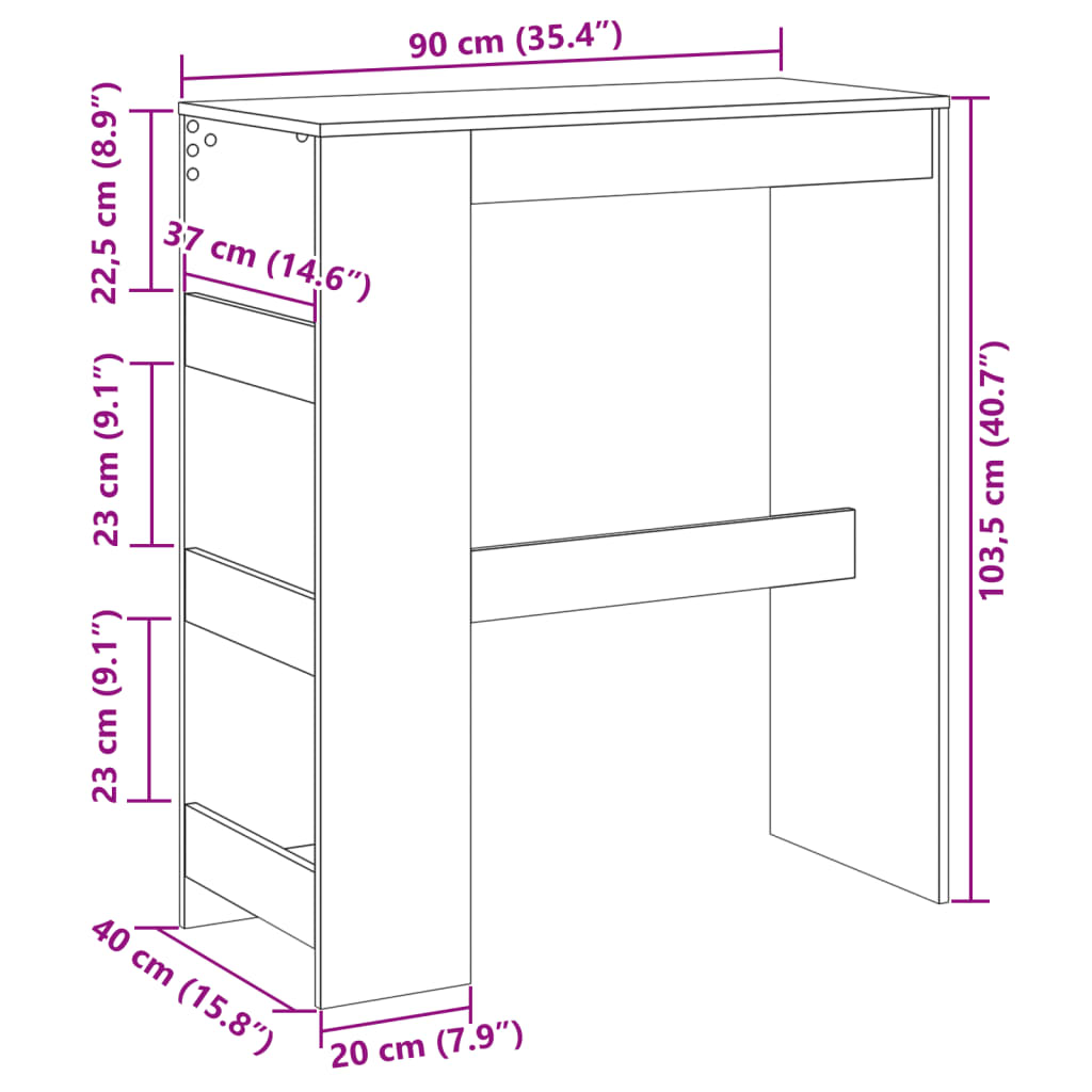 Tavolo Bar con Rastrelliera Grigio 90x40x103,5 cm Multistrato | homemem39