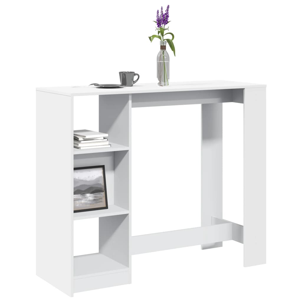 Tavolo Bar con Ripiano Bianco 124x46x103,5 cm in Truciolato | homemem39