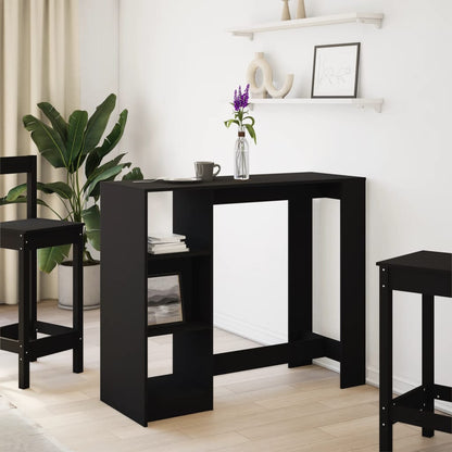 Tavolo Bar con Ripiano Nero 124x46x103,5 cm Legno Multistrato | homemem39