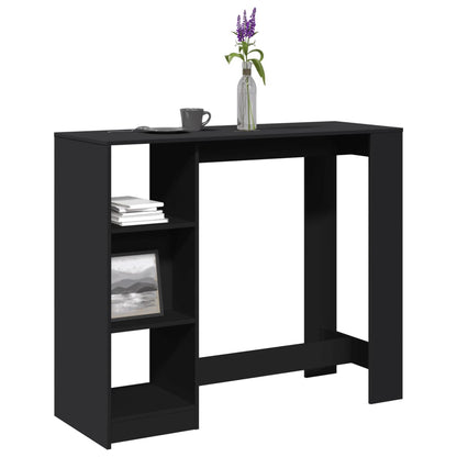 Tavolo Bar con Ripiano Nero 124x46x103,5 cm Legno Multistrato | homemem39