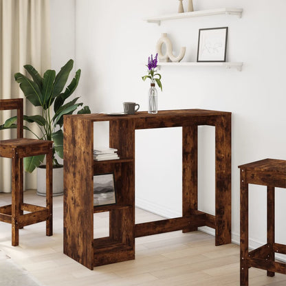 Tavolo Bar con Ripiano Rovere Fumo 124x46x103,5 cm Multistrato | homemem39