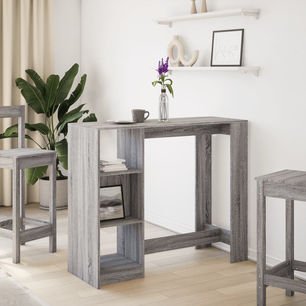 Tavolo Bar con Ripiano Grigio Sonoma 124x46x103,5cm Multistrato | homemem39
