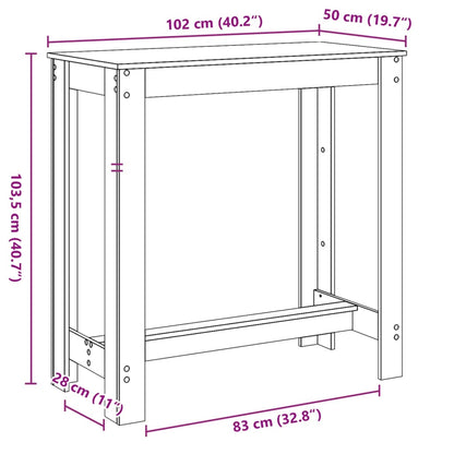 Tavolo da Bar Bianco 102x50x103,5 cm in Legno Multistrato | homemem39