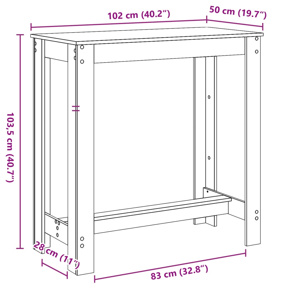 Tavolo Bar Rovere Artigianale 102x50x103,5 cm Legno Multistrato | homemem39