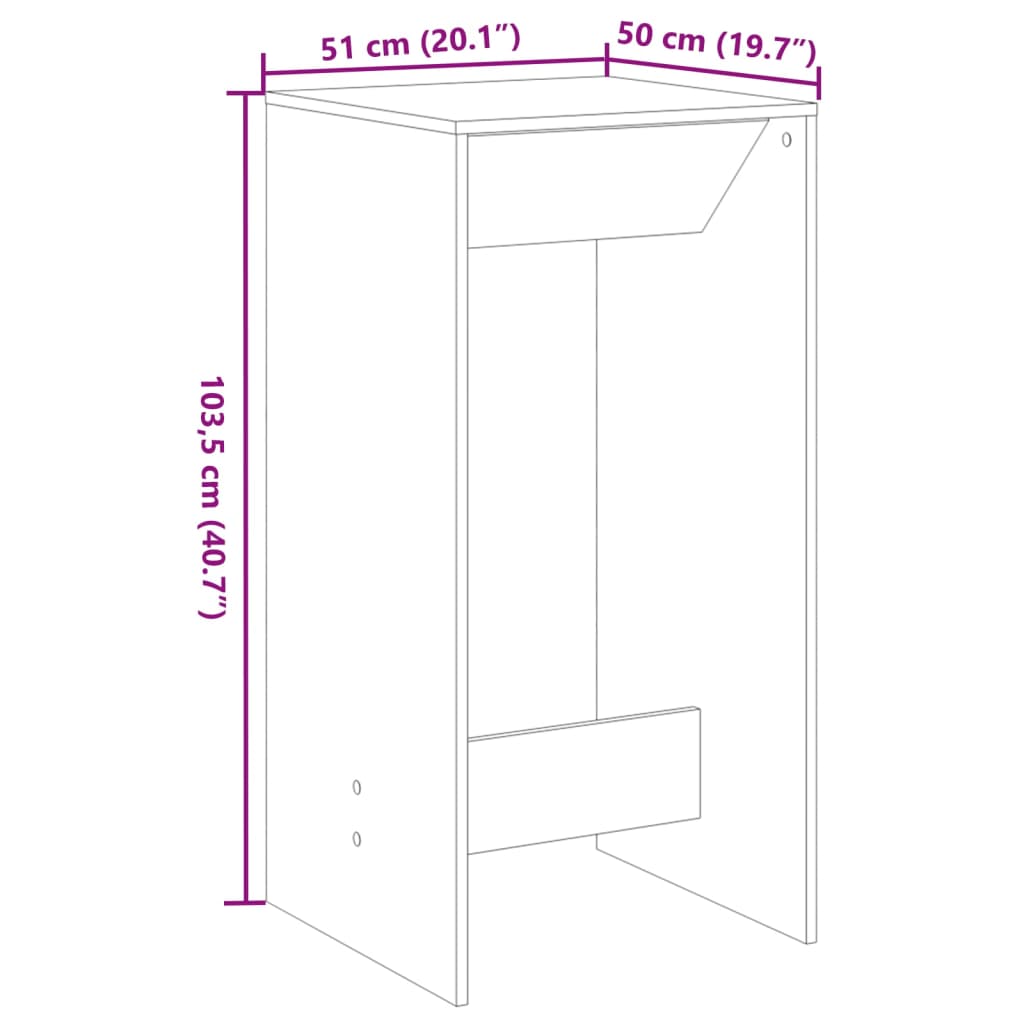 Tavolo da Bar Rovere Sonoma 51x50x103,5 cm in Legno Multistrato | homemem39