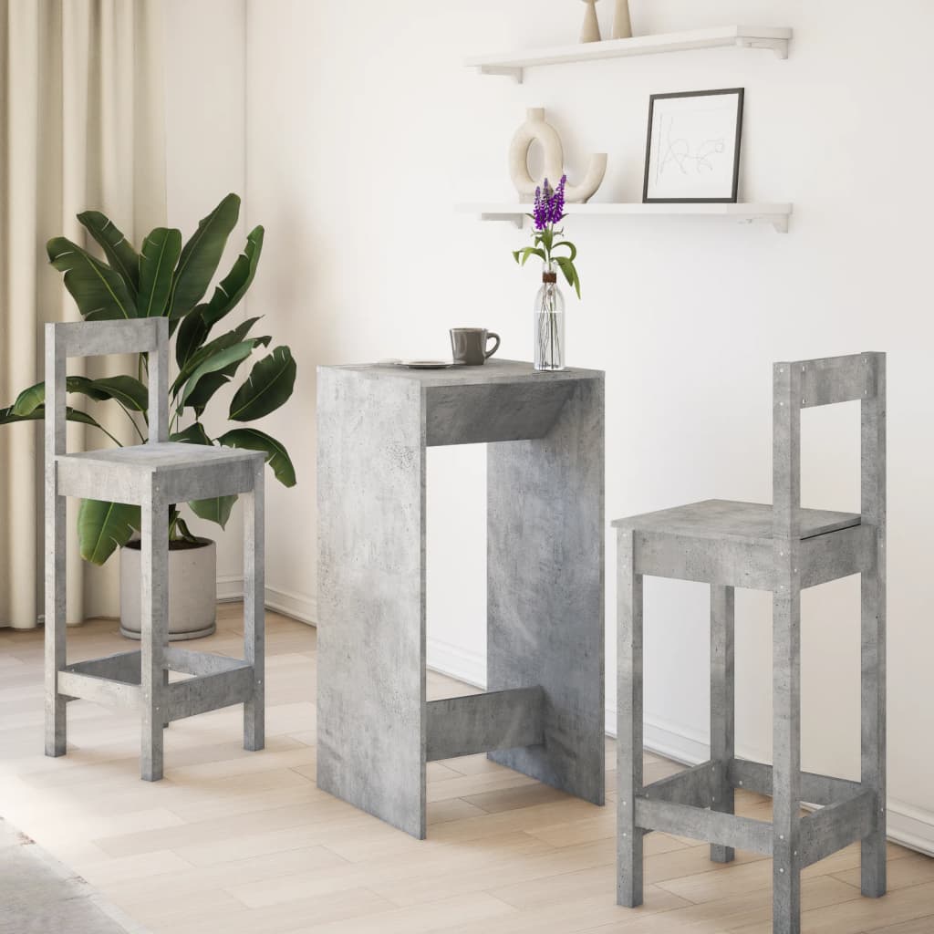 Tavolo da Bar Grigio Cemento 51x50x103,5cm in Legno Multistrato | homemem39
