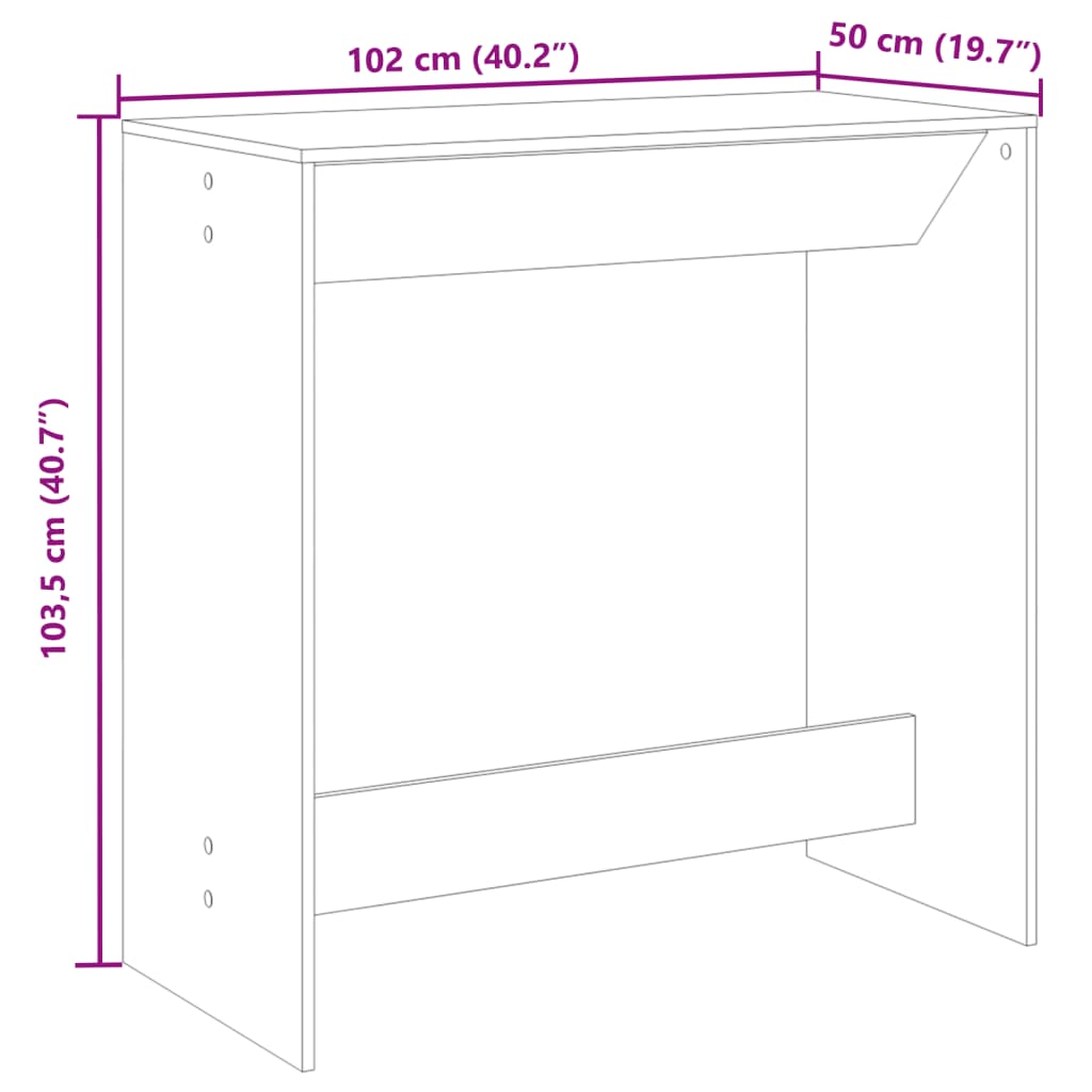 Tavolo da Bar Grigio Cemento 102x50x103,5 cm Legno Multistrato | homemem39