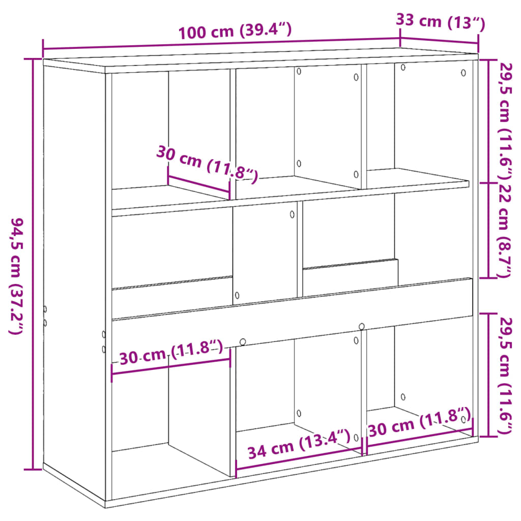 Libreria/Divisorio Rovere Marrone 100x33x94,5 cm