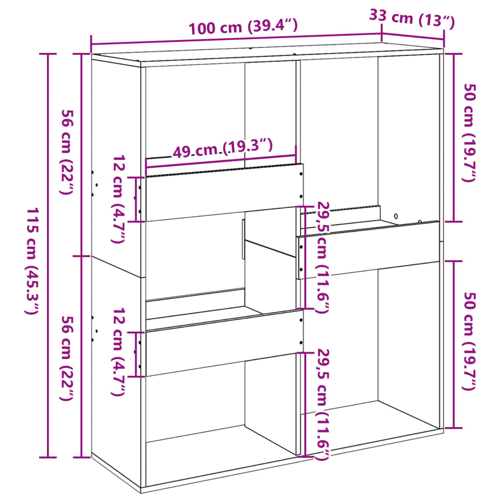 Libreria/Divisorio Legno Antico 100x33x115 cm | homemem39