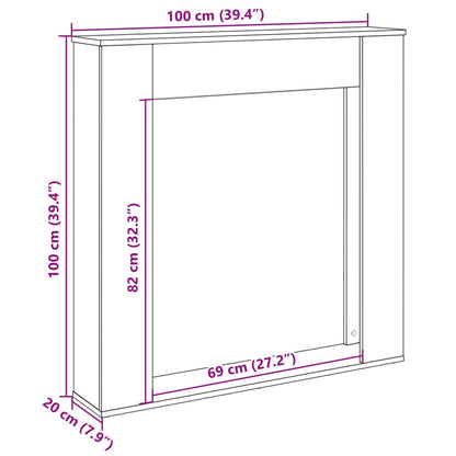 Cornice per Camino Rovere Fumo 100x20x100 cm in Truciolato