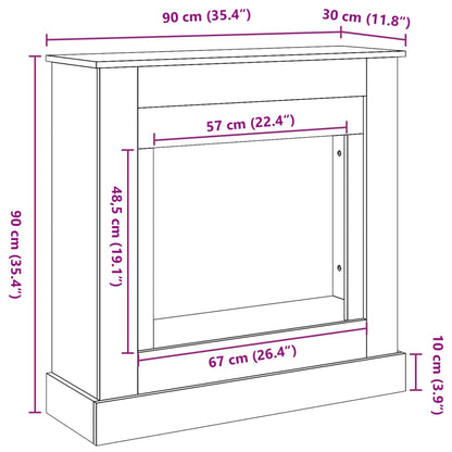 Cornice per Camino Nera 90x30x90 cm in Truciolato