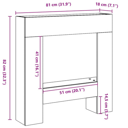 Cornice per Camino Grigio Cemento 81x18x82 cm in Truciolato