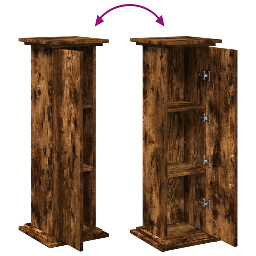 Espositore con Portaoggetti Rovere Fumo 31x30x90cm Truciolato - homemem39