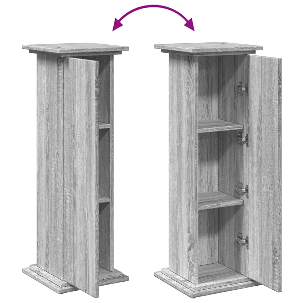 Espositore con Portaoggetti Grigio Sonoma 31x30x90cm Truciolato
