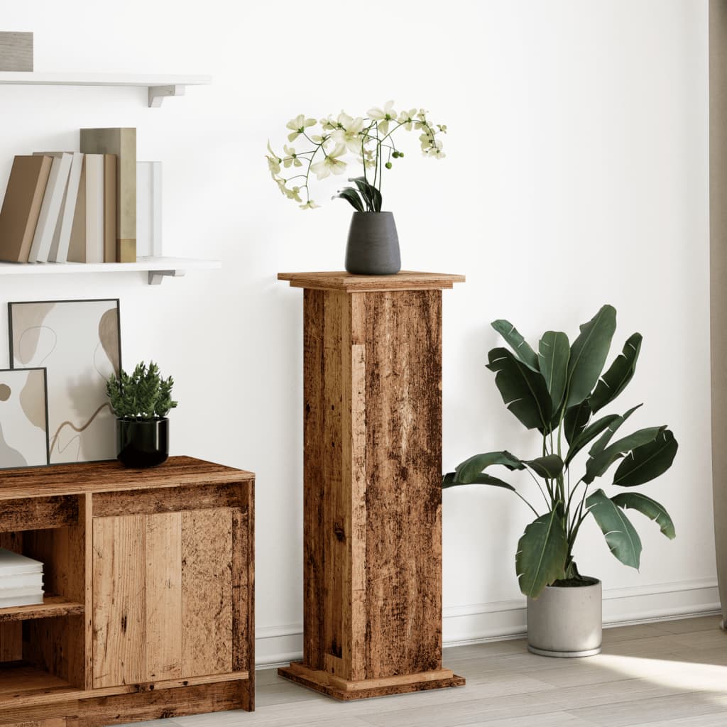 Espositore con Portaoggetti Legno Antico 31x30x90 cm Truciolato | homemem39