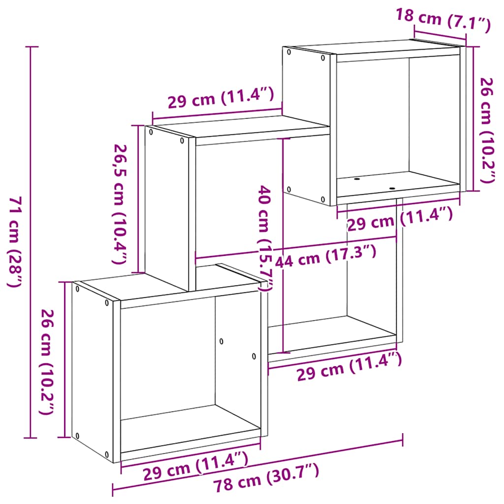 Mobile a Parete 78x18x71 cm Bianco in Legno Multistrato | homemem39