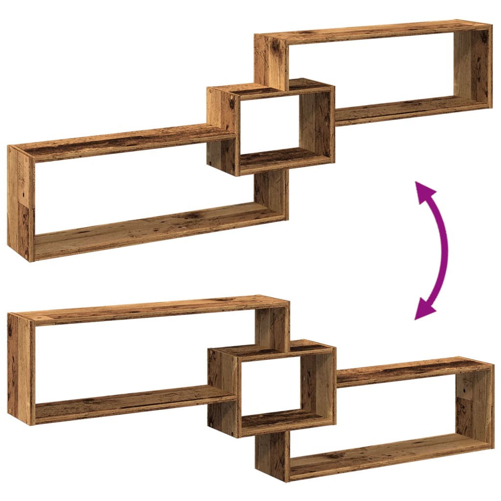 Mobile a Parete 158x18x53 cm Legno Antico in Legno Multistrato