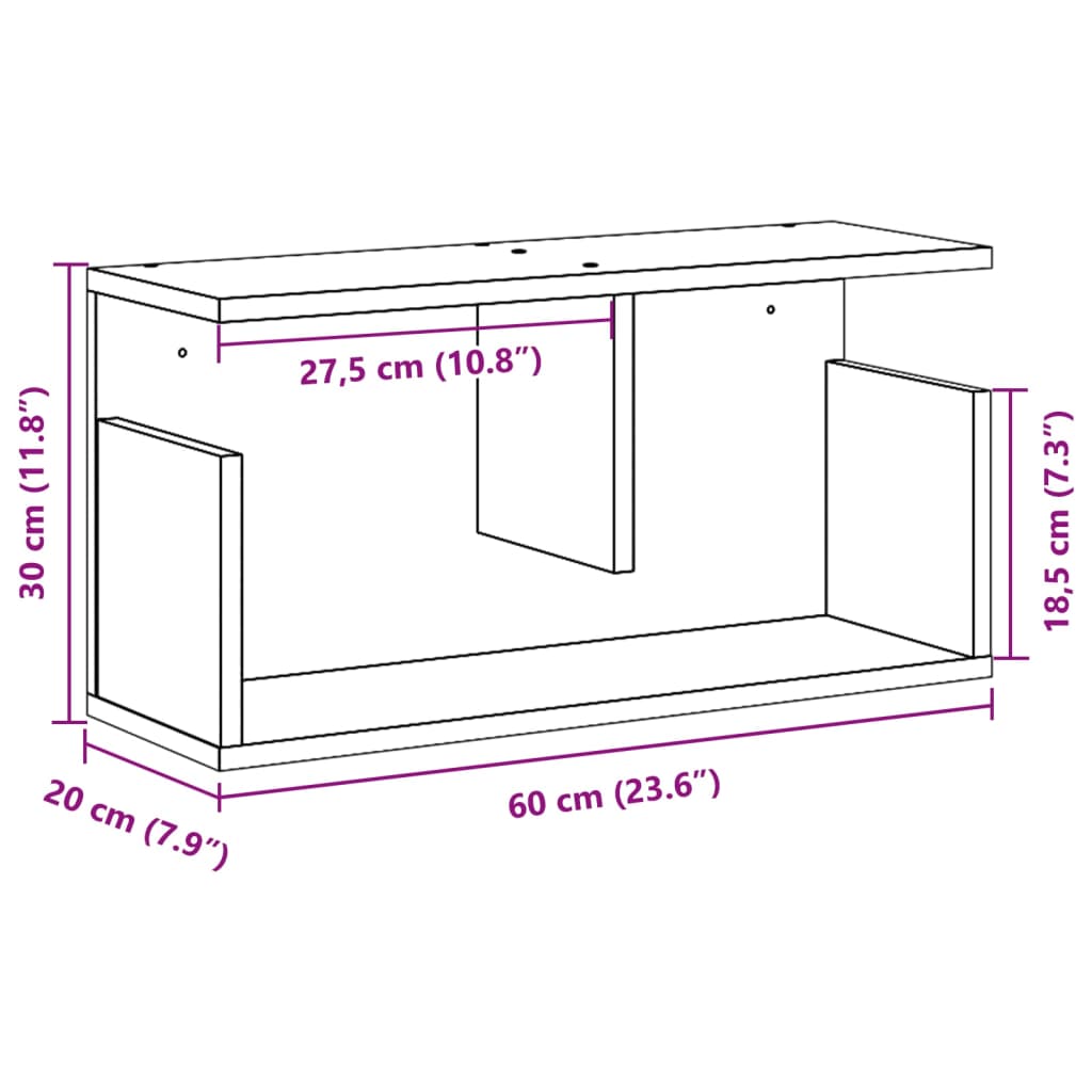 Mobile a Parete 60x20x30 cm Nero in Truciolato | homemem39