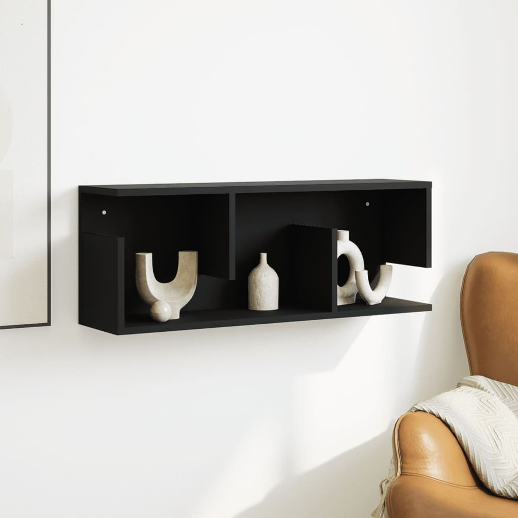Mobile a Parete 80x20x30 cm Nero in Legno Multistrato | homemem39