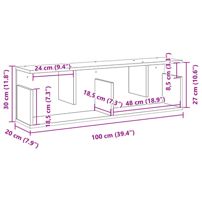 Mobile a Parete 100x20x30cm Grigio Cemento in Legno Multistrato | homemem39