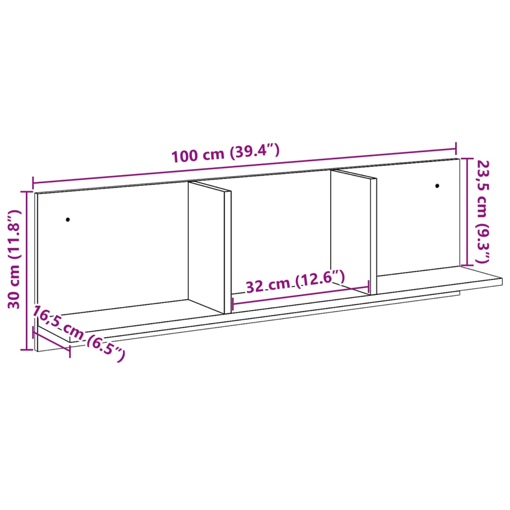 Mobile a Parete 100x16,5x30 cm Grigio Sonoma in Truciolato | homemem39