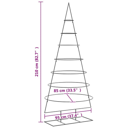 Albero di Natale Decorativo in Metallo Nero 210 cm