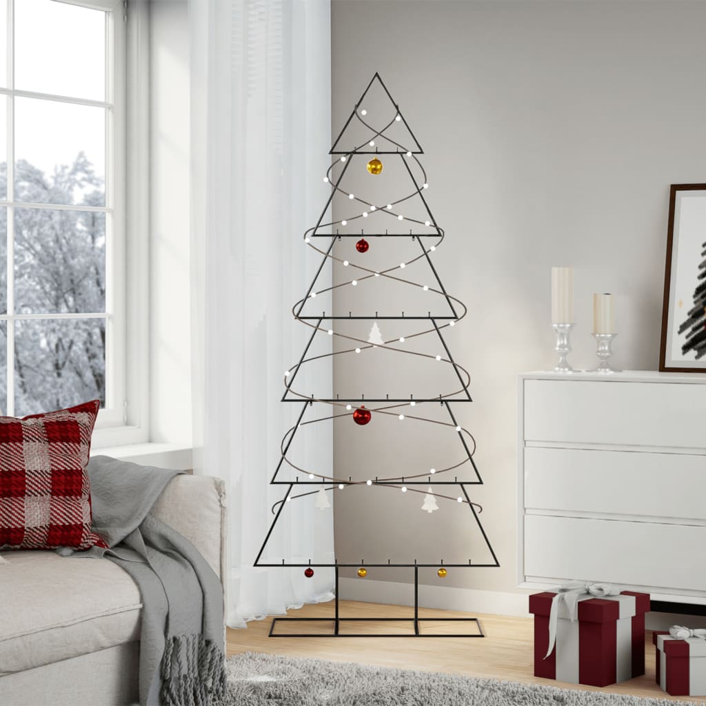 Albero di Natale Decorativo in Metallo Nero 180 cm | homemem39