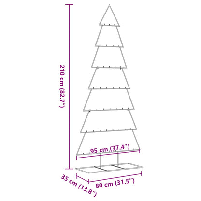 Albero di Natale Decorativo in Metallo Nero 210 cm
