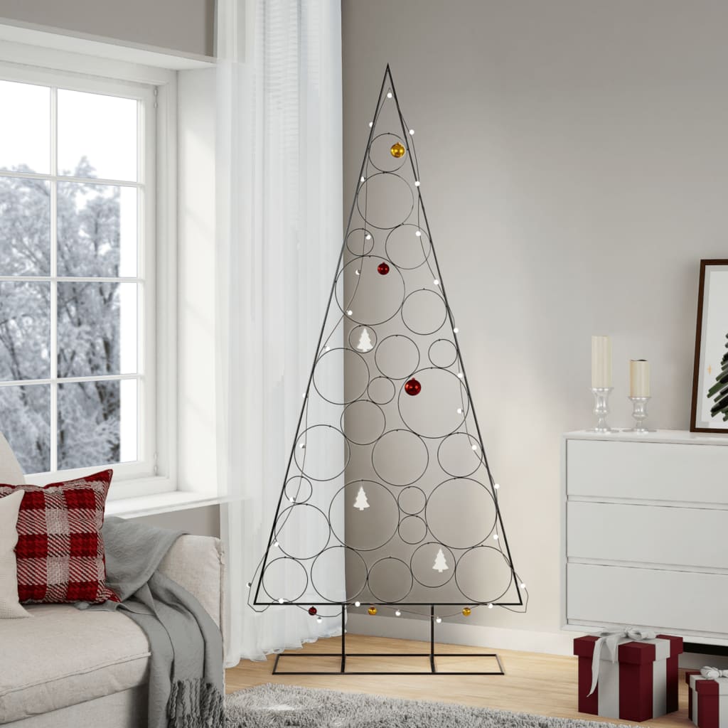 Albero di Natale Decorativo in Metallo Nero 210 cm