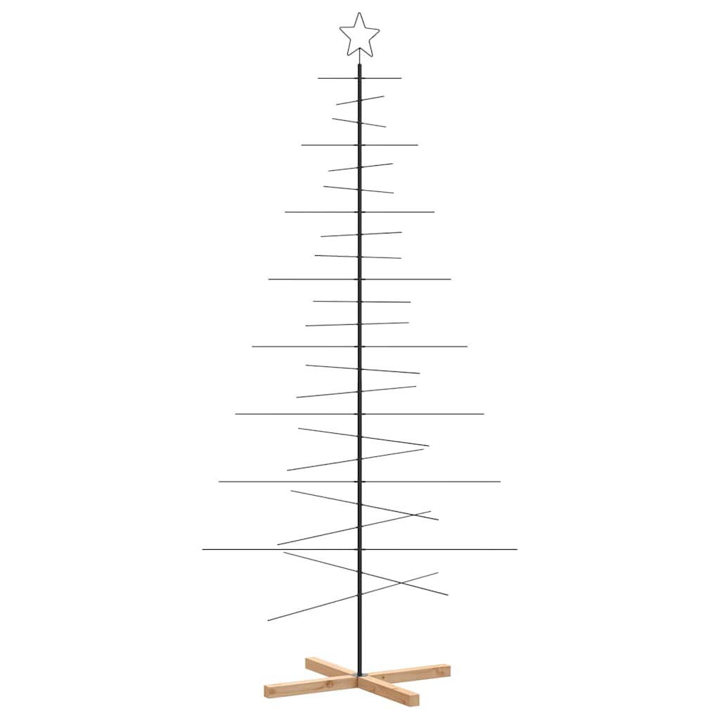 Albero di Natale in Metallo con Base in Legno Nero 210 cm