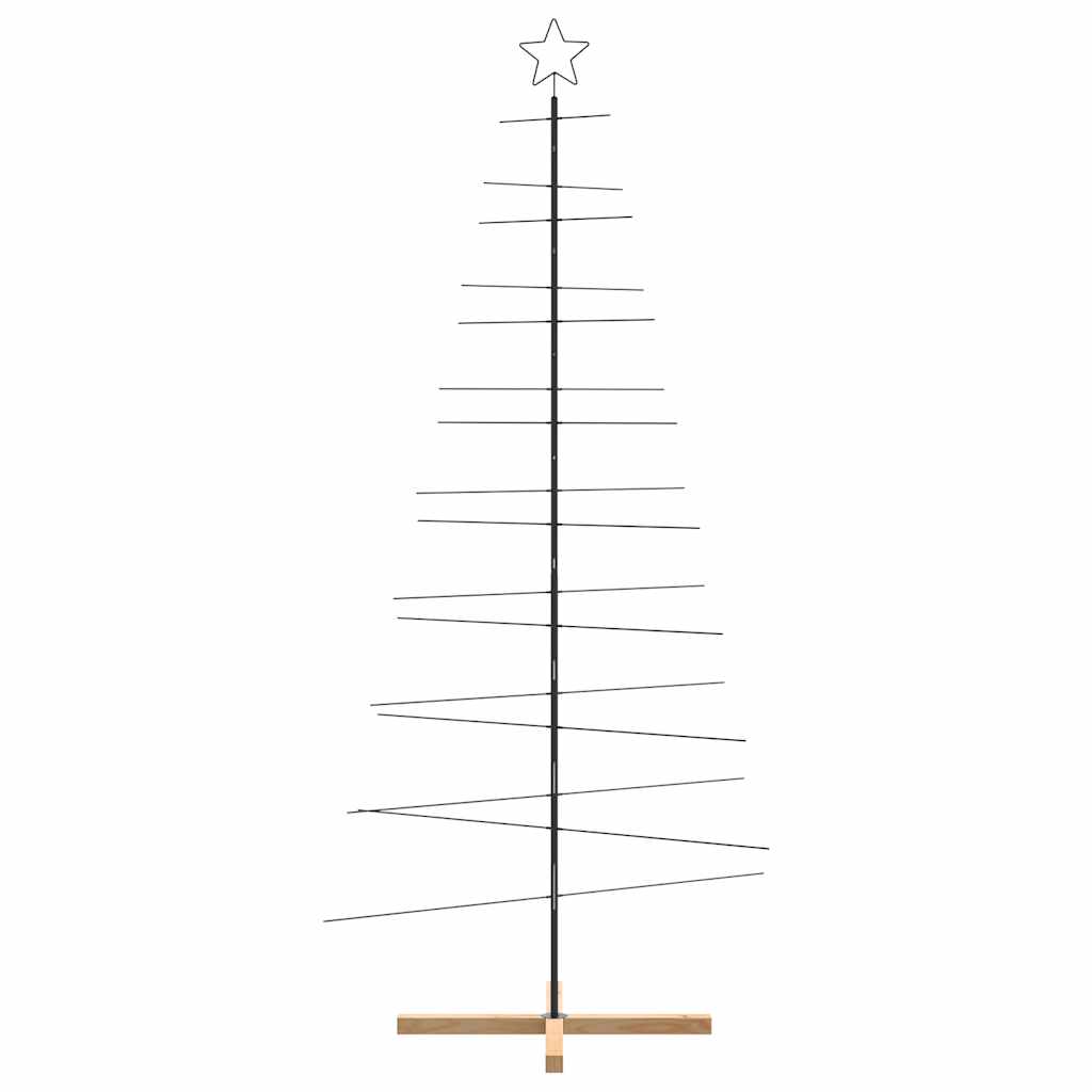 Albero di Natale in Metallo con Base in Legno Nero 210 cm