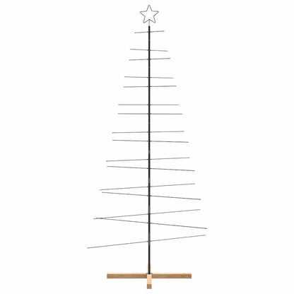 Albero di Natale in Metallo con Base in Legno Nero 210 cm