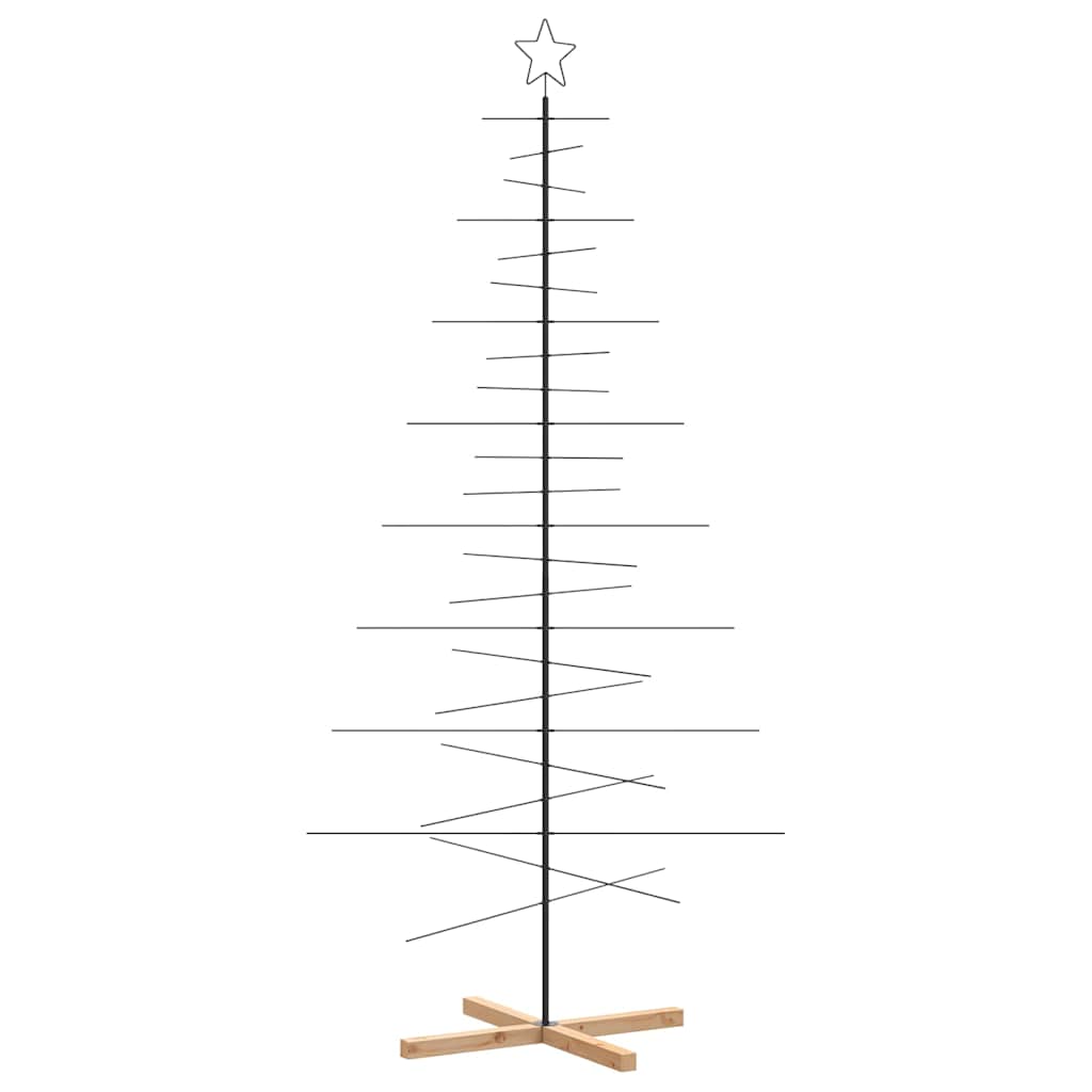 Albero di Natale in Metallo con Base in Legno Nero 210 cm