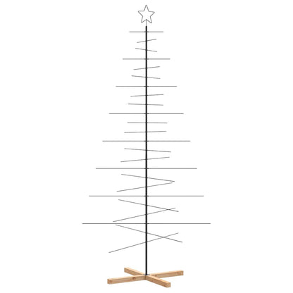 Albero di Natale in Metallo con Base in Legno Nero 210 cm