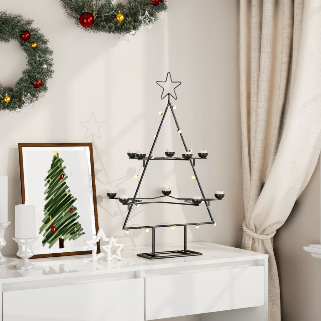 Albero di Natale Decorativo in Metallo Nero 75 cm - homemem39